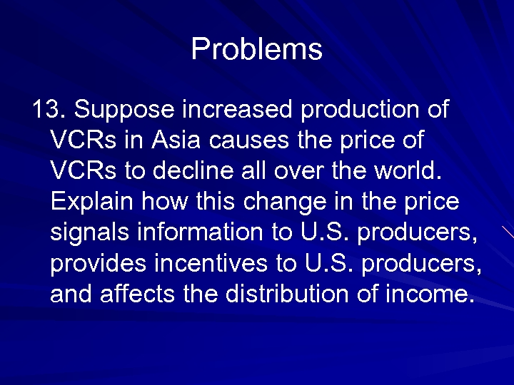 Problems 13. Suppose increased production of VCRs in Asia causes the price of VCRs