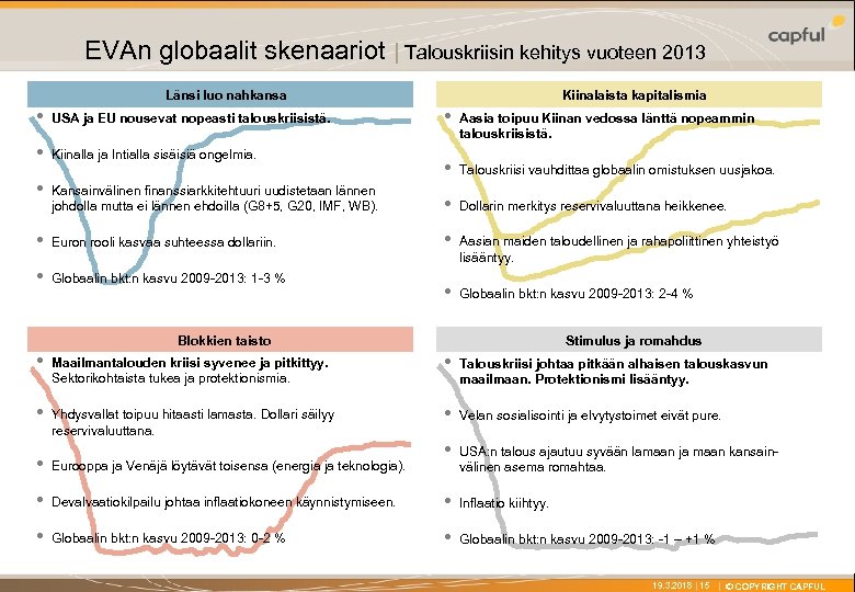 X EVAn globaalit skenaariot | Talouskriisin kehitys vuoteen 2013 Länsi luo nahkansa Kiinalaista kapitalismia