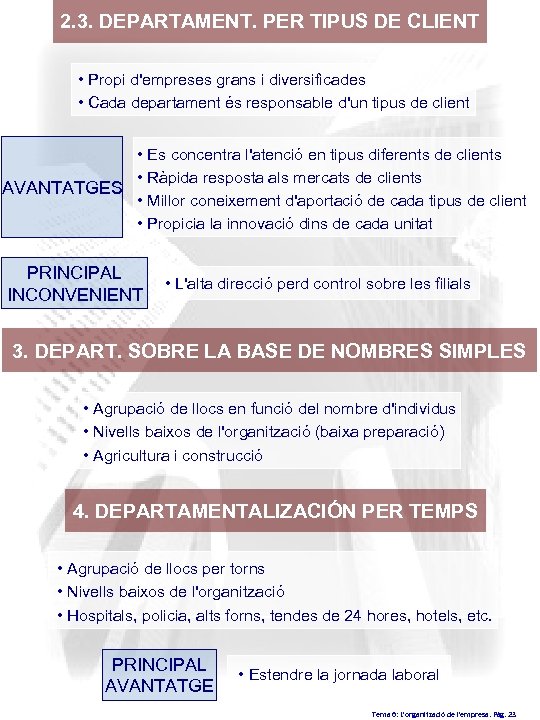 2. 3. DEPARTAMENT. PER TIPUS DE CLIENT • Propi d'empreses grans i diversificades •