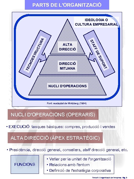 PARTS DE L'ORGANITZACIÓ UR CT ES TR U NO DIRECCIÓ MITJANA T TE C