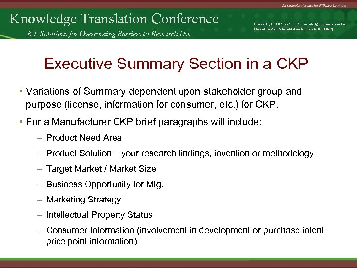 Knowledge Translation Conference KT Solutions for Overcoming Barriers to Research Use Hosted by SEDL’s