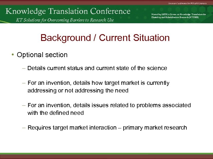 Knowledge Translation Conference KT Solutions for Overcoming Barriers to Research Use Hosted by SEDL’s