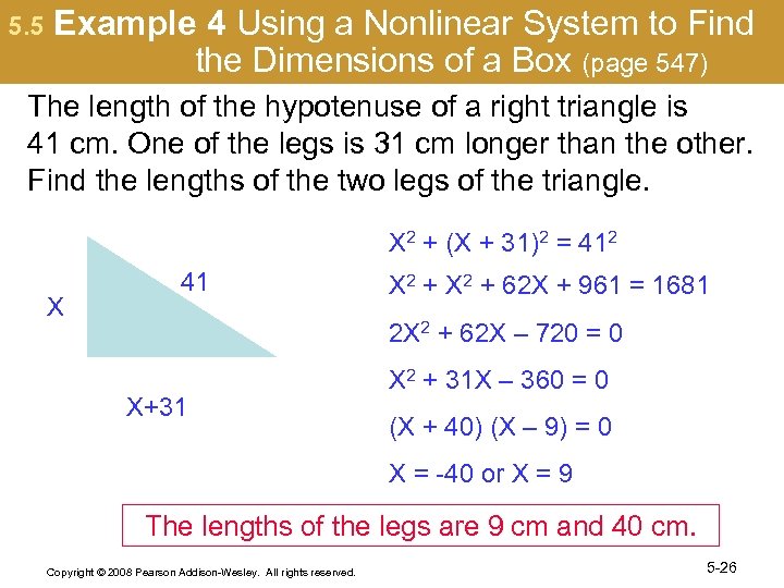 5. 5 Example 4 Using a Nonlinear System to Find the Dimensions of a