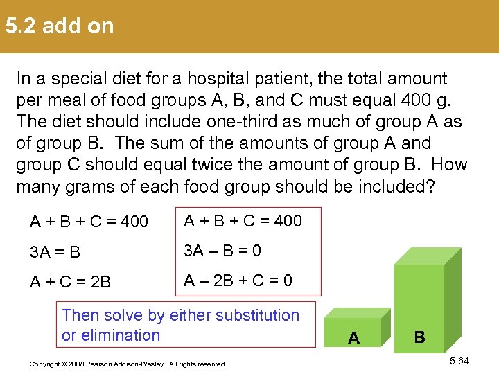 5. 2 add on In a special diet for a hospital patient, the total