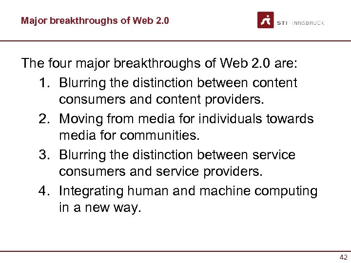 Major breakthroughs of Web 2. 0 The four major breakthroughs of Web 2. 0
