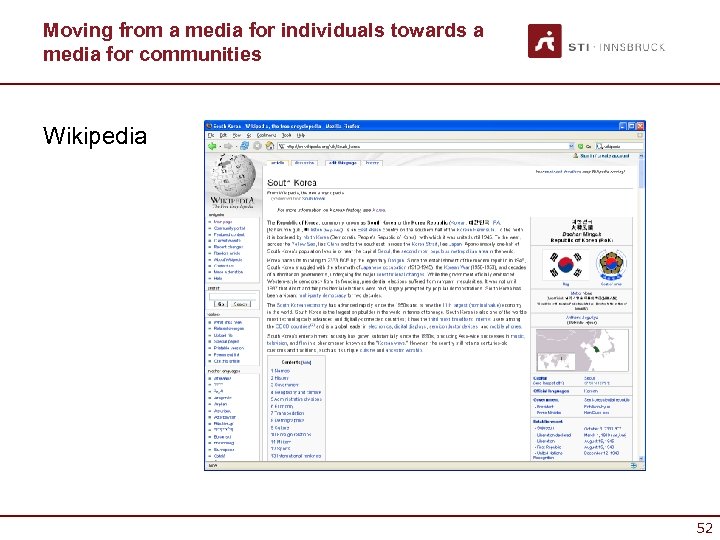 Moving from a media for individuals towards a media for communities Wikipedia 52 