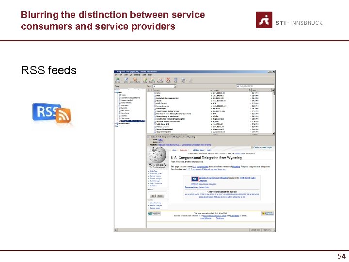 Blurring the distinction between service consumers and service providers RSS feeds 54 