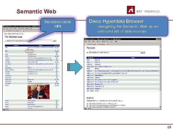 Semantic Web Dereferencable URI Disco Hyperdata Browser navigating the Semantic Web as an unbound