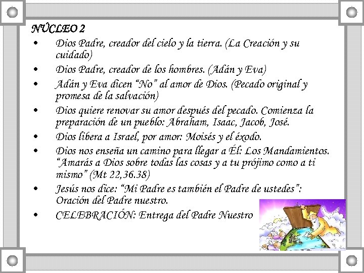 NÚCLEO 2 • Dios Padre, creador del cielo y la tierra. (La Creación y