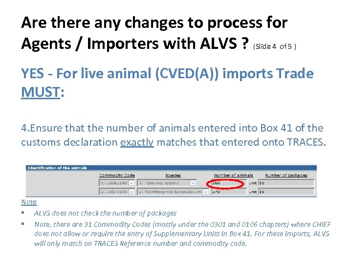 Are there any changes to process for Agents / Importers with ALVS ? Slide