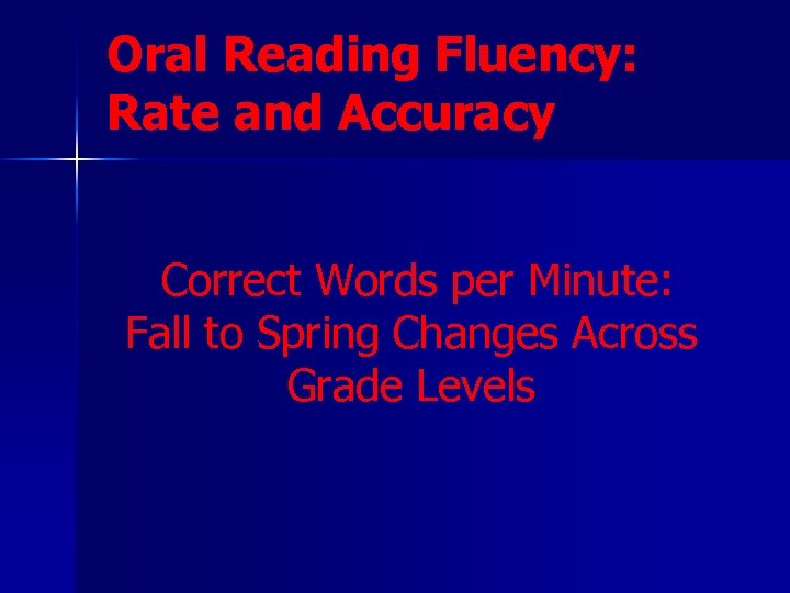 Oral Reading Fluency: Rate and Accuracy Correct Words per Minute: Fall to Spring Changes