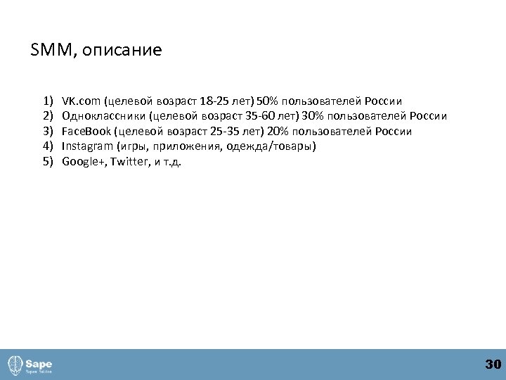 SMM, описание 1) 2) 3) 4) 5) VK. com (целевой возраст 18 -25 лет)