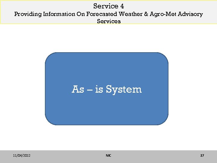 Service 4 Providing Information On Forecasted Weather & Agro-Met Advisory Services As – is