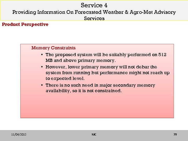 Service 4 Providing Information On Forecasted Weather & Agro-Met Advisory Services Product Perspective Memory