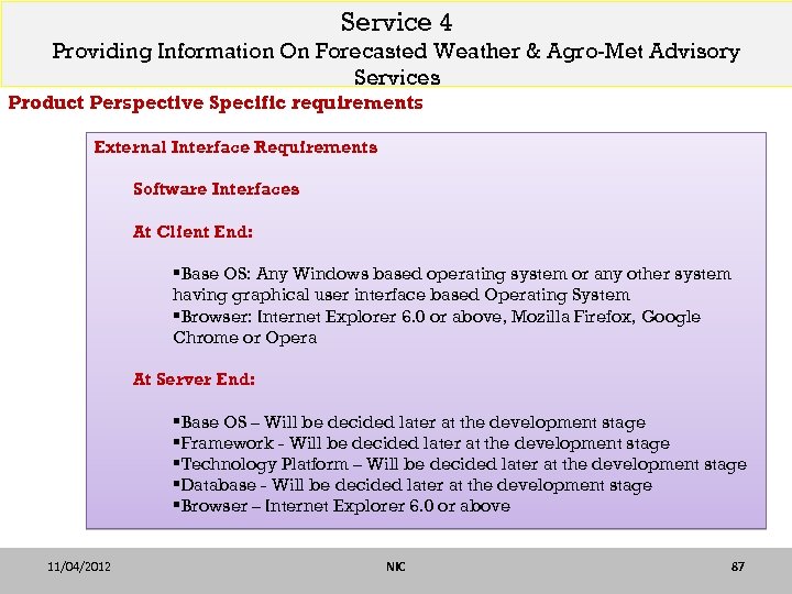 Service 4 Providing Information On Forecasted Weather & Agro-Met Advisory Services Product Perspective Specific