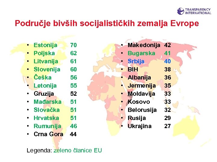 Područje bivših socijalističkih zemalja Evrope • • • Estonija Poljska Litvanija Slovenija Češka Letonija