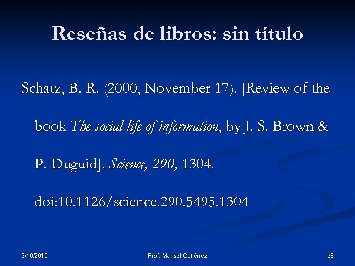 Reseñas de libros: sin título Schatz, B. R. (2000, November 17). [Review of the