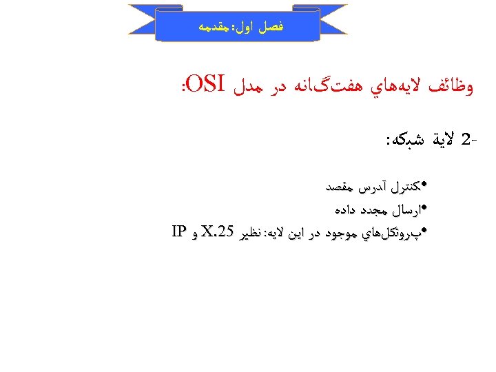  ﻓﺼﻞ ﺍﻭﻝ: ﻣﻘﺪﻣﻪ ﻭﻇﺎﺋﻒ ﻻﻳﻪﻫﺎﻱ ﻫﻔﺖگﺎﻧﻪ ﺩﺭ ﻣﺪﻝ : OSI 2 ﻻﻳﺔ ﺷﺒﻜﻪ: