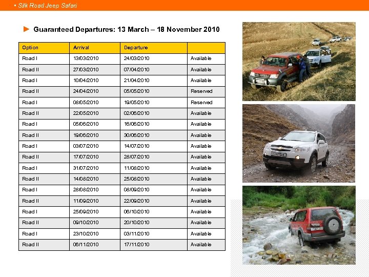  • Silk Road Jeep Safari ► Guaranteed Departures: 13 March – 18 November