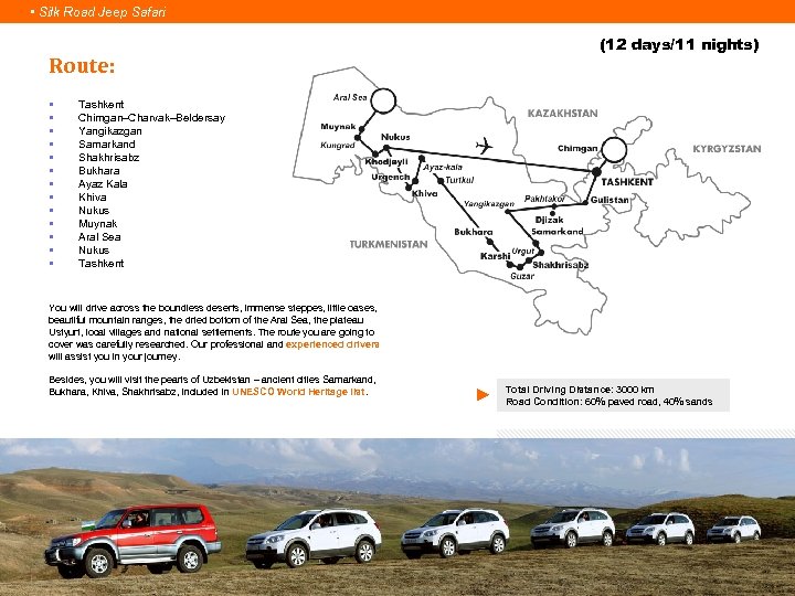  • Silk Road Jeep Safari (12 days/11 nights) Route: § § § §