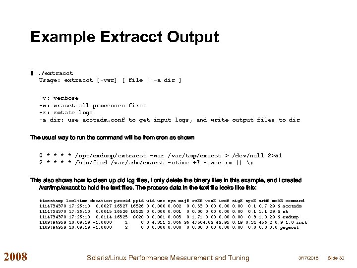 Example Extracct Output #. /extracct Usage: extracct [-vwr] [ file | -a dir ]