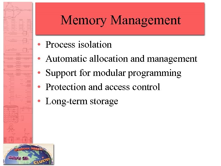 Memory Management • • • Process isolation Automatic allocation and management Support for modular