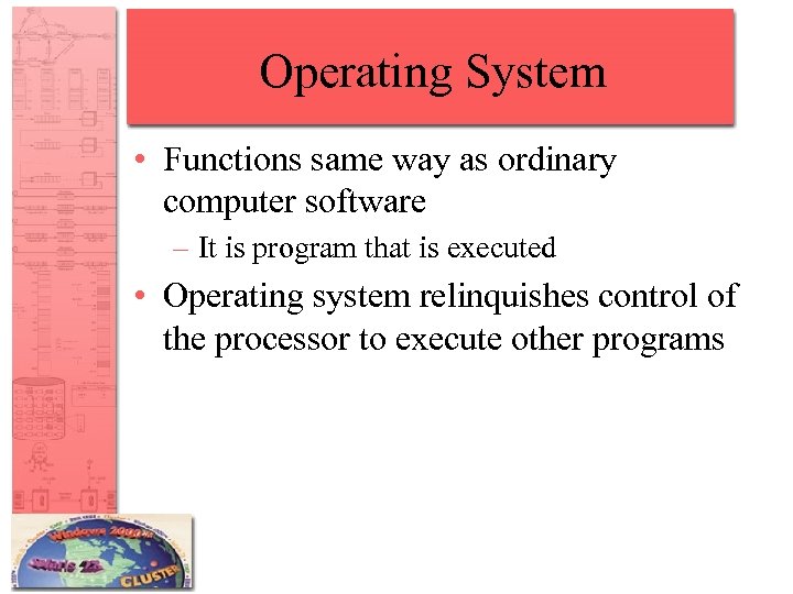 Operating System • Functions same way as ordinary computer software – It is program