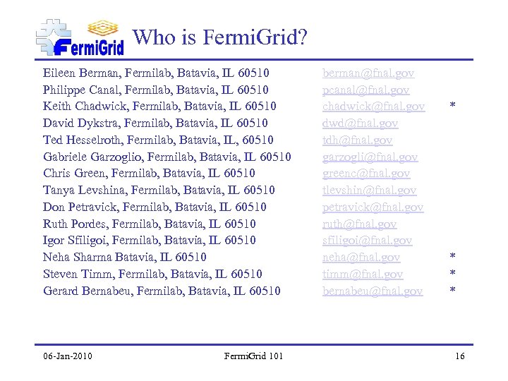 Who is Fermi. Grid? Eileen Berman, Fermilab, Batavia, IL 60510 Philippe Canal, Fermilab, Batavia,