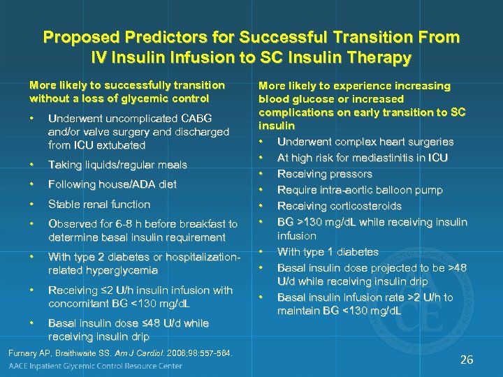 Proposed Predictors for Successful Transition From IV Insulin Infusion to SC Insulin Therapy More