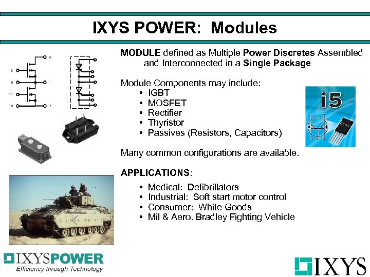 IXYS POWER: Modules MODULE defined as Multiple Power Discretes Assembled and Interconnected in a