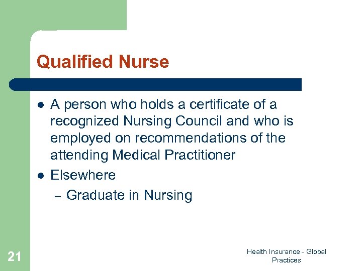 Qualified Nurse l l 21 A person who holds a certificate of a recognized