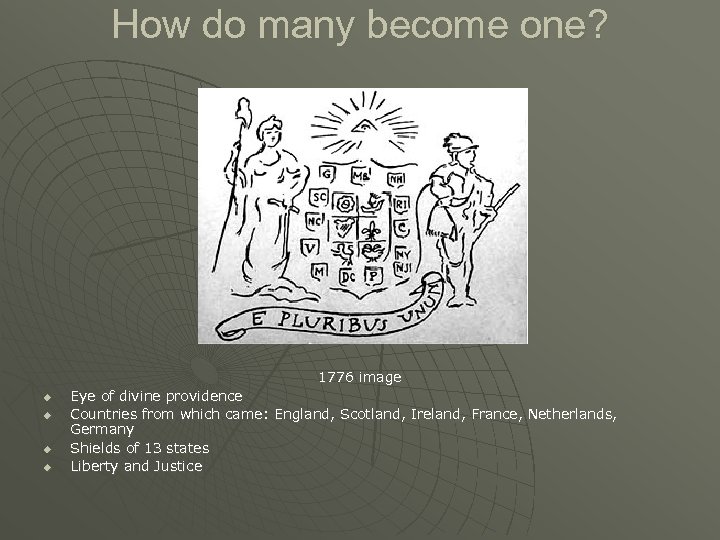 How do many become one? 1776 image u u Eye of divine providence Countries