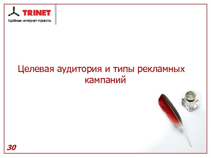 Целевая аудитория и типы рекламных кампаний 30 