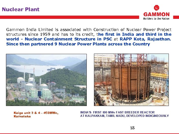 Nuclear Plant Gammon India Limited is associated with Construction of Nuclear Power Project structures