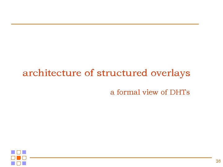 architecture of structured overlays a formal view of DHTs 36 