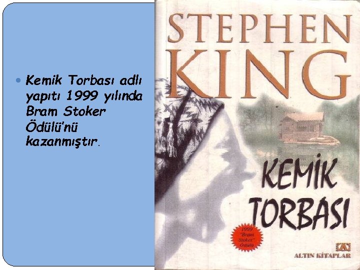  Kemik Torbası adlı yapıtı 1999 yılında Bram Stoker Ödülü’nü kazanmıştır. 