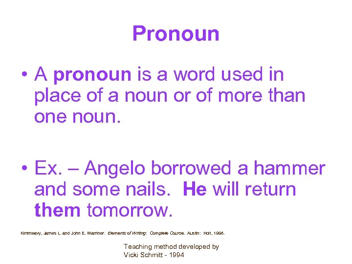 Pronoun • A pronoun is a word used in place of a noun or