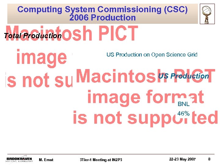 Computing System Commissioning (CSC) 2006 Production Total Production US Production on Open Science Grid