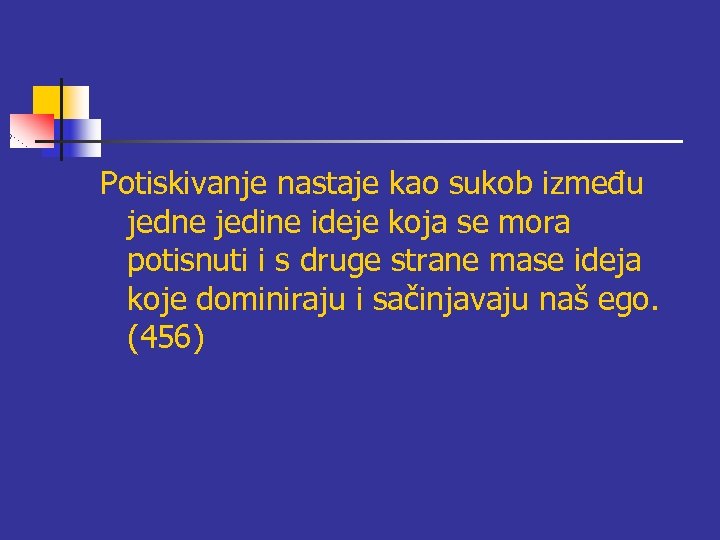 Potiskivanje nastaje kao sukob između jedne jedine ideje koja se mora potisnuti i s