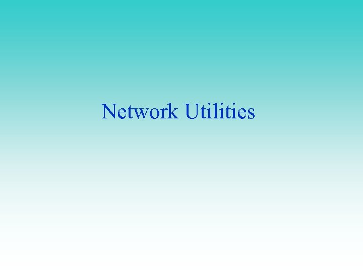 Network Utilities 