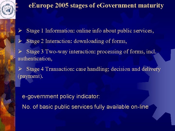 e. Europe 2005 stages of e. Government maturity Ø Stage 1 Information: online info