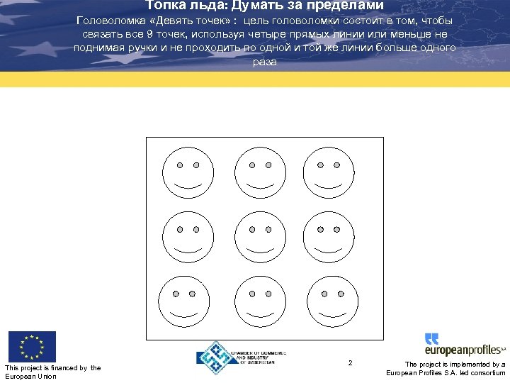 Топка льда: Думать за пределами Головоломка «Девять точек» : цель головоломки состоит в том,