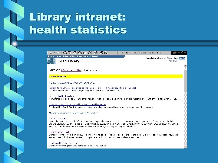 Library intranet: health statistics 