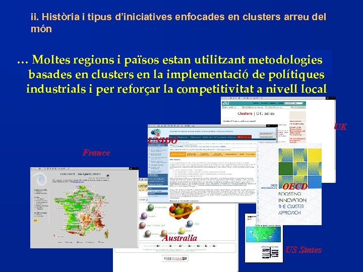 ii. Història i tipus d’iniciatives enfocades en clusters arreu del món … Moltes regions