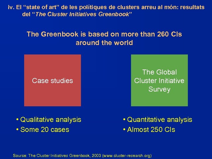 iv. El “state of art” de les polítiques de clusters arreu al món: resultats