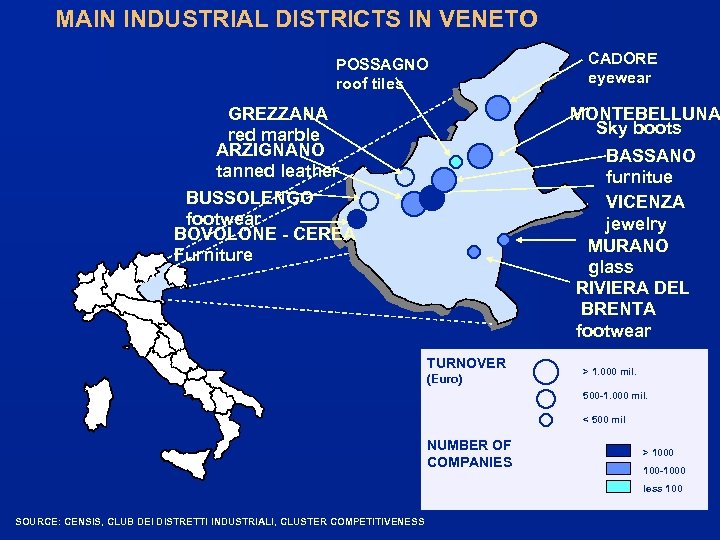 MAIN INDUSTRIAL DISTRICTS IN VENETO POSSAGNO roof tiles GREZZANA red marble ARZIGNANO tanned leather