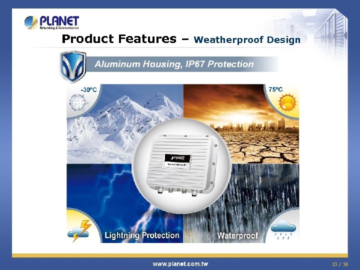 Product Features – Weatherproof Design 13 / 38 