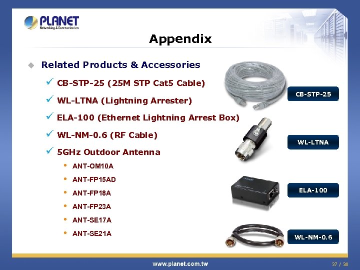 Appendix u Related Products & Accessories ü CB-STP-25 (25 M STP Cat 5 Cable)