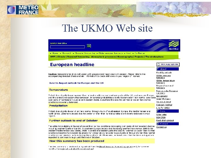 The UKMO Web site 