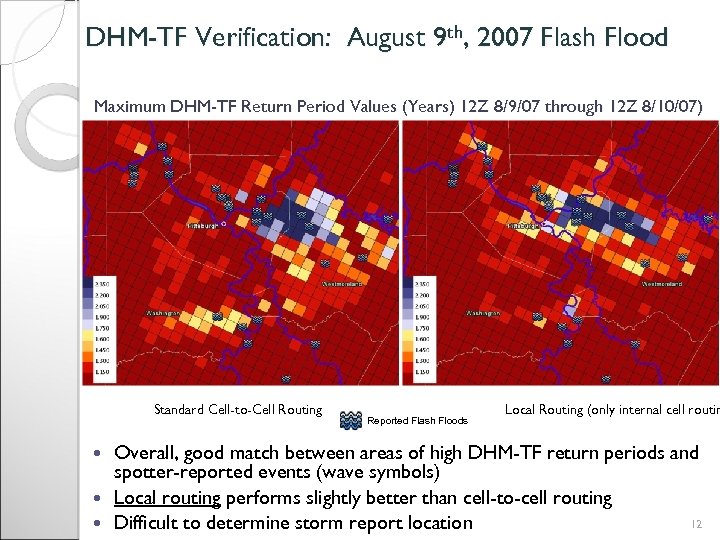 DHM-TF Verification: August 9 th, 2007 Flash Flood Maximum DHM-TF Return Period Values (Years)